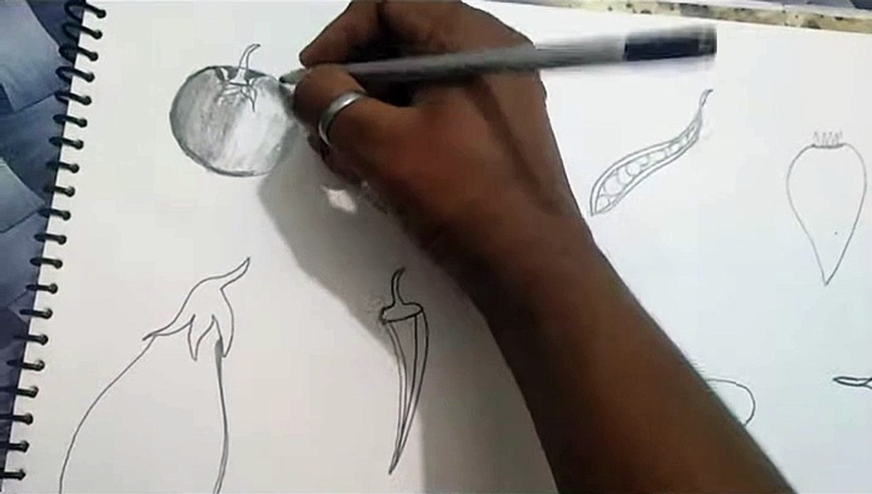 Oval Se Vegetables Sketch Kaise Banayen |How To Draw Vegetables - Drawing And Coloring  Vegetables