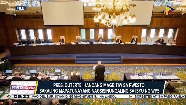 Pangulong Duterte, handang magbitiw sa pwesto sakaling mapatunayang nagsisinungaling sa isyu ng WPS; buhay at kaligtasan ng PCG, ‘di isusugal ng Pangulo; Ret. SC Justice Carpio, kumasa sa hamong debate kay Pangulong Duterte