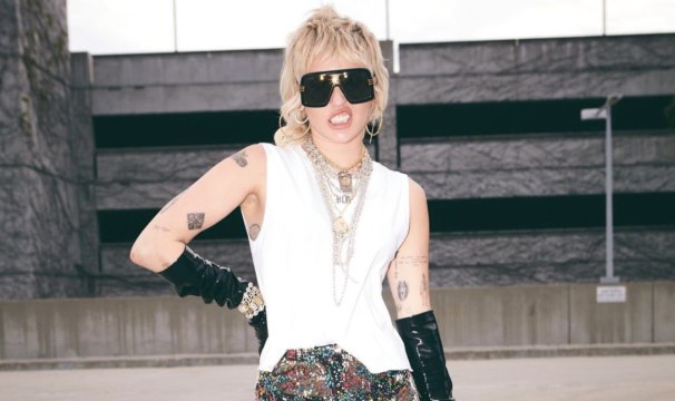 Miley Cyrus Wore Completely Sheer Feathered Pants