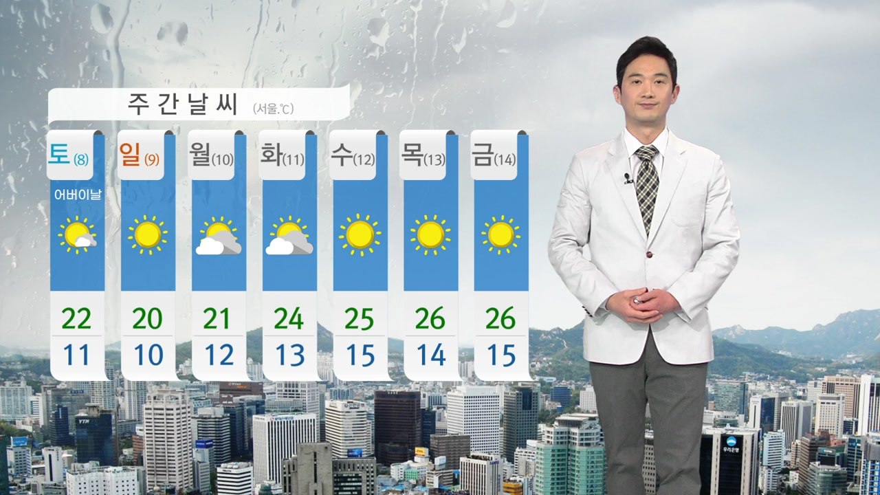 [날씨] 내일 아침~낮 곳곳 비...미세먼지 '나쁨' / YTN