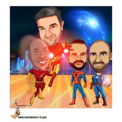 Superheros Team Animated Caricature
