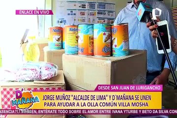 Alcalde Muñoz y D’mañana llevan ayuda a olla común “Villa Mosha” en SJL