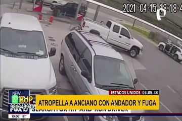 EEUU: anciano en andador casi es arrollado por camioneta en gasolinera