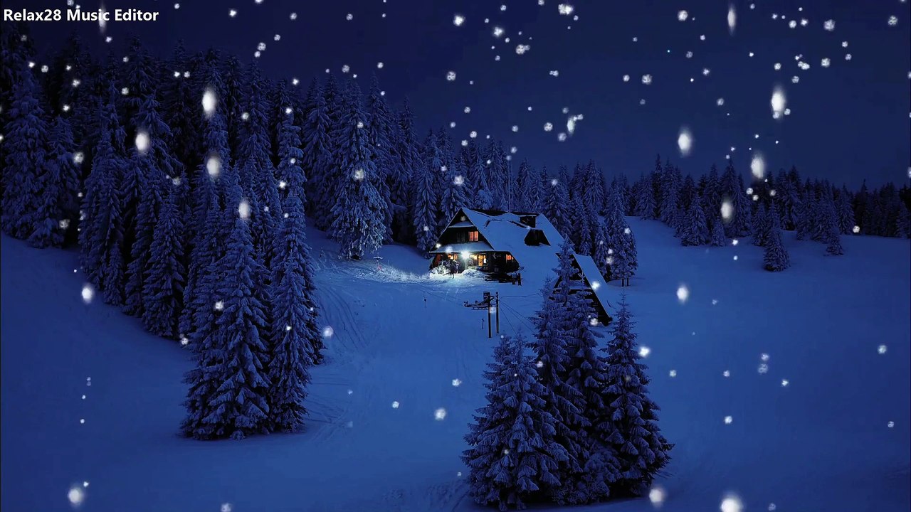 Relaxing Snow Falling and Wind Blowing Sounds in a Winter Landscape with an Cozy Mountain