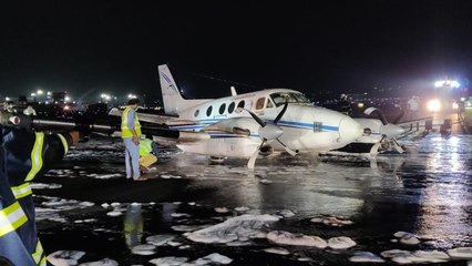 Watch: Air ambulance makes belly landing after losing a wheel during take-off