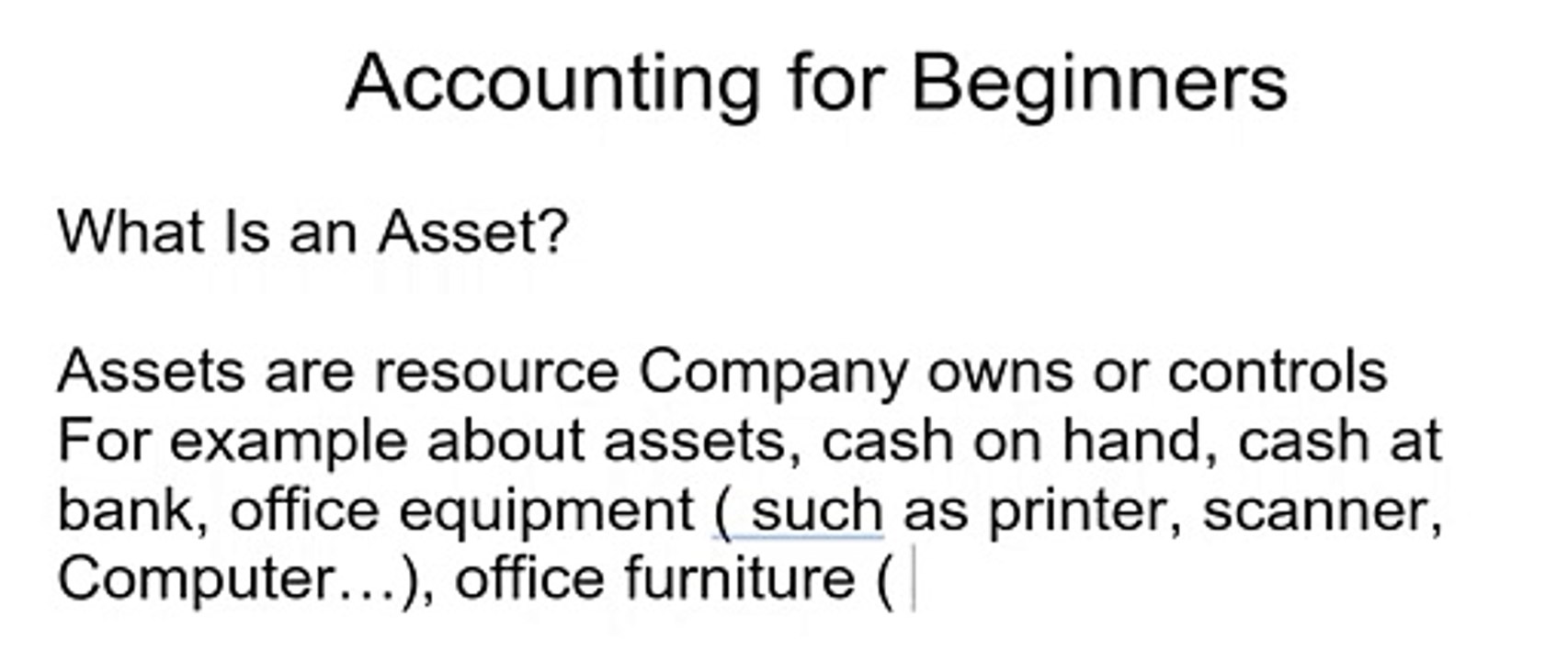 What is Asset #Accounting for Beginners (Comptabilité pour les débutants)
