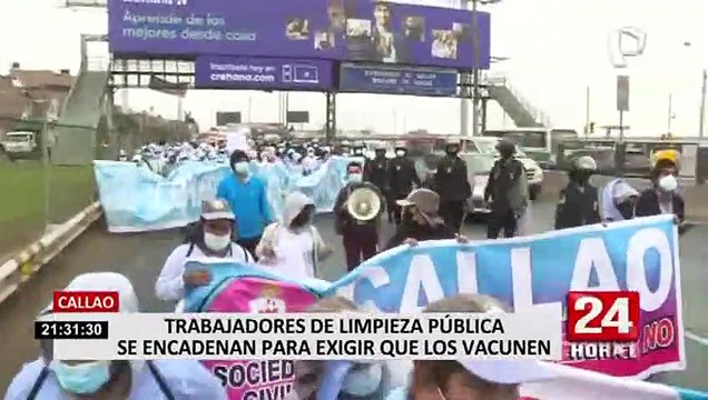 Trabajadores de limpieza del Callao protestaron para exigir pronta vacunación contra COVID-19