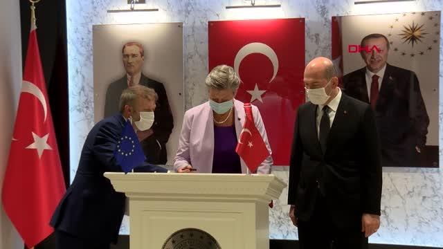 İçişleri Bakanı Süleyman Soylu AB Komisyonu İçişlerinden Sorumluj AB Komiseri Ylva Johansson'u kabul etti