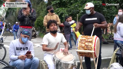 Colombians protest with music and dance in Bogota