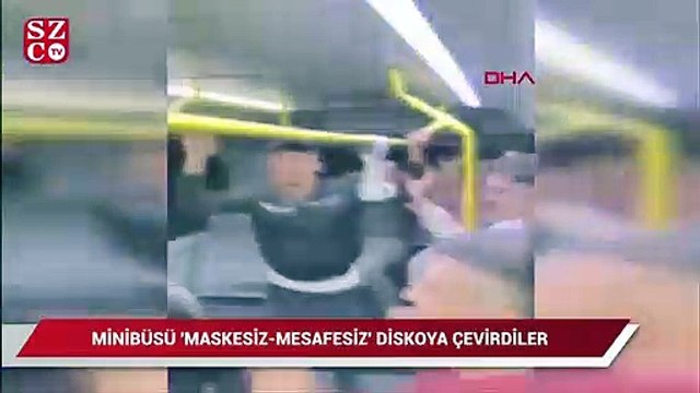 Minibüsü maskesiz-mesafesiz diskoya çevirdiler