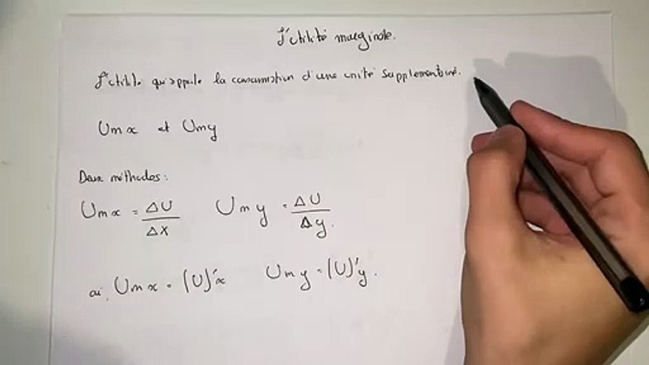Comment calculer l'utilité marginale de x et de y ? Microéconomie S1