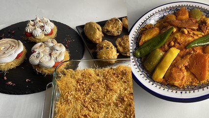 Mbaten,TAjine Malsouka, Couscous au poulet, Tarte kounefa - Koujinet  romdhan 4 Ep  26