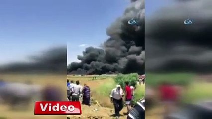 Suriyelilerin kaldığı kampta yangın!