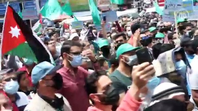 Ürdünlüler, İsrail'in Kudüs'teki Şeyh Cerrah Mahallesi sakinlerini göçe zorlamasını protesto etti