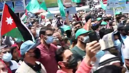 Ürdünlüler, İsrail'in Kudüs'teki Şeyh Cerrah Mahallesi sakinlerini göçe zorlamasını protesto etti