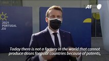 Priority is vaccine production, not patents: Macron at EU summit