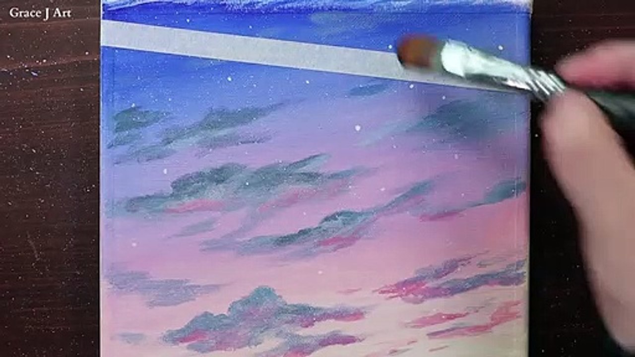 Night Lights / Easy Acrylic Painting For Beginners / Paintingtutorial For Beginners/ Painting Asmr