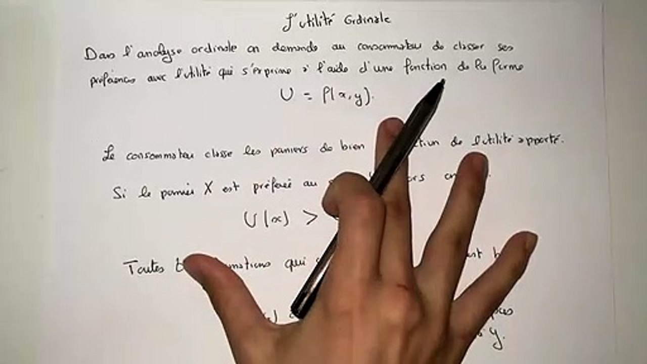 L’utilité ordinale - microéconomie S1