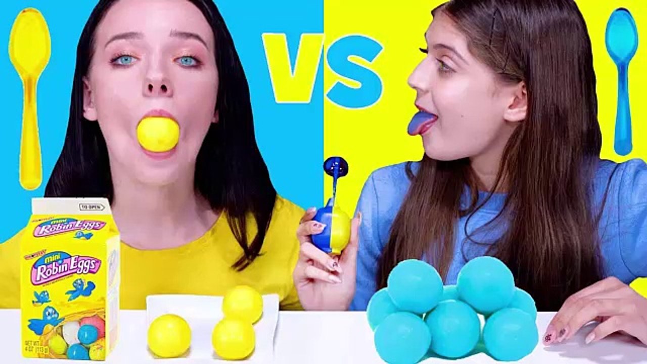 ASMR Blue Food VS Yellow Food Challenge 음식 챌린지 by LiLiBu