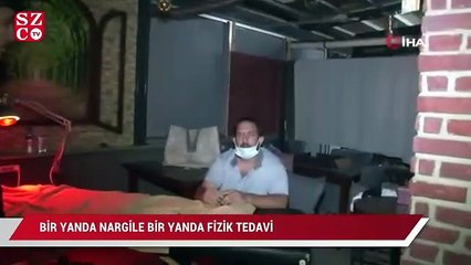Bir yanda nargile bir yanda fizik tedavi...Kafe baskınında şaşırtan görüntü