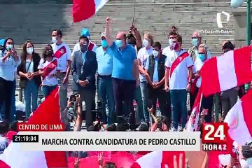 Marchan contra candidatura de Pedro Castillo en el Centro de Lima