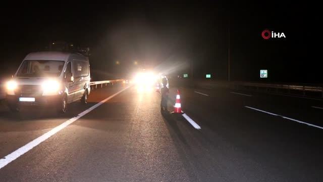 Lüks otomobil otoyolda önüne çıkan domuza çarparak şarampole uçtu: 6 yaralı