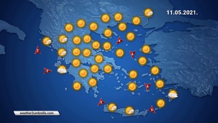 Η πρόγνωση του καιρού για την Τρίτη 11-05-2021