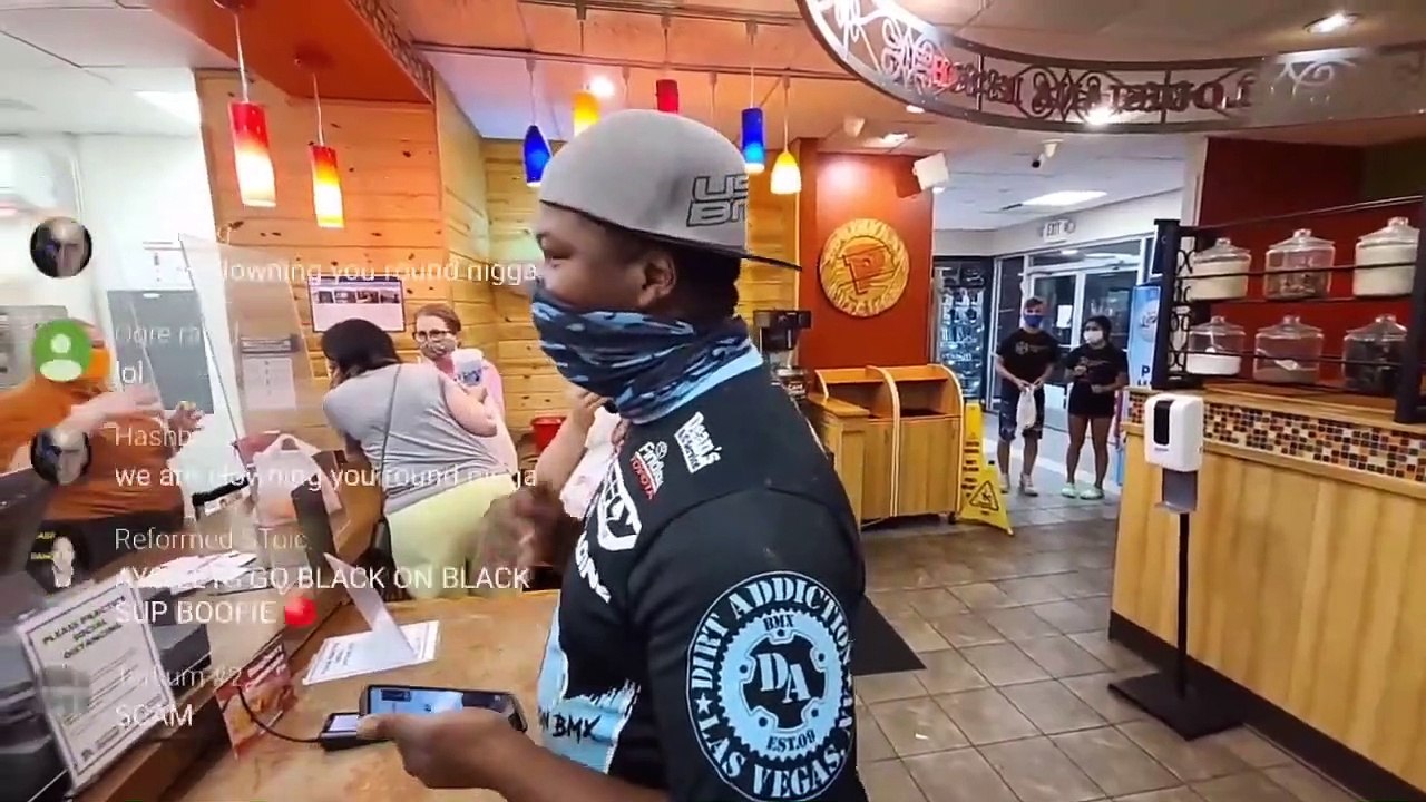 Dope District gets into a fight with a fat black guy after getting kicked from Popeyes