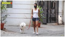 Malaika Arora Snapped With Her Pet At Her Residence