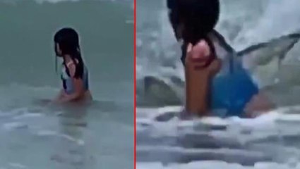 Havai'de korku dolu anlar! Denize giren kız çocuğu köpek balığından böyle kaçtı