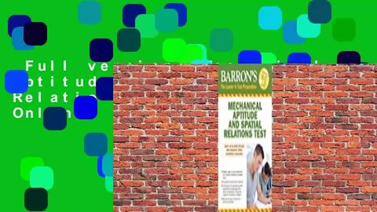 Full version Mechanical Aptitude and Spatial Relations Test For Online