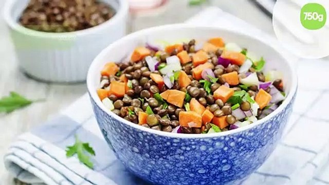 Salade de lentilles carottes & oignon rouge