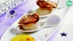 Poêlées de noix de St Jacques au foie gras sur crème de giraumon safranée