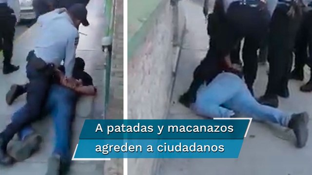 Captan a policías golpeando a dos hombres tras atender percance vial en Hidalgo