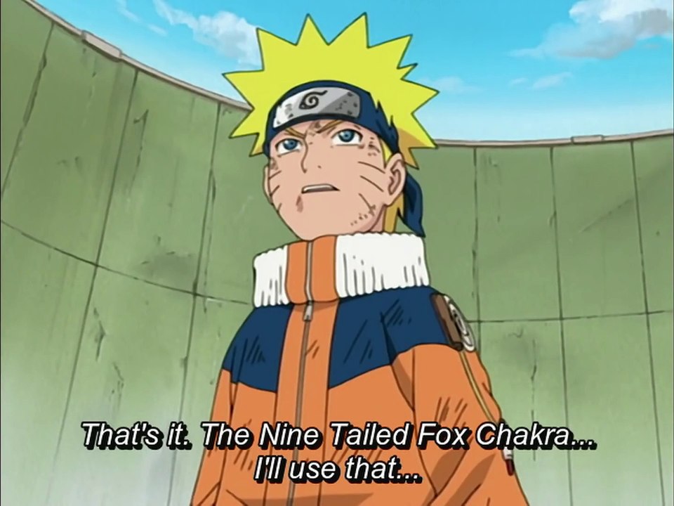 Naruto uses Nine tails chakra vs Neji