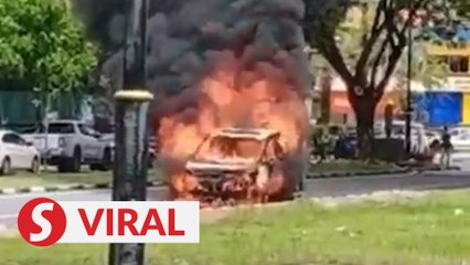 Man escapes in nick of time before car caught fire