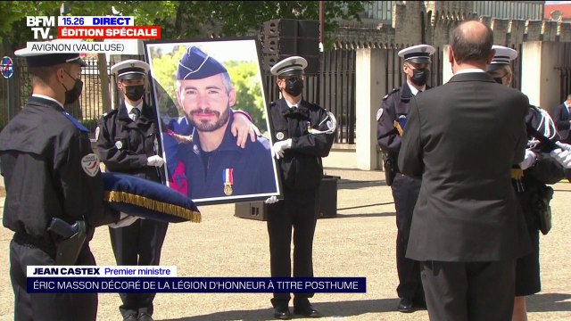 Hommage national à Éric Masson: Jean Castex remet la légion d'honneur au brigadier tué à Avignon