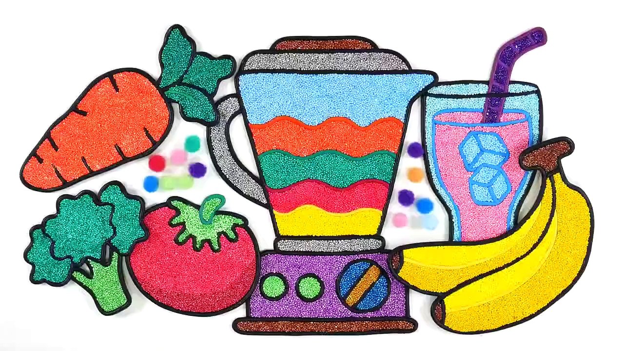 Coloring Carrot,  Blender With Foam Clay For Kids, Children | Tomato, Juice, Banana, Broccoli