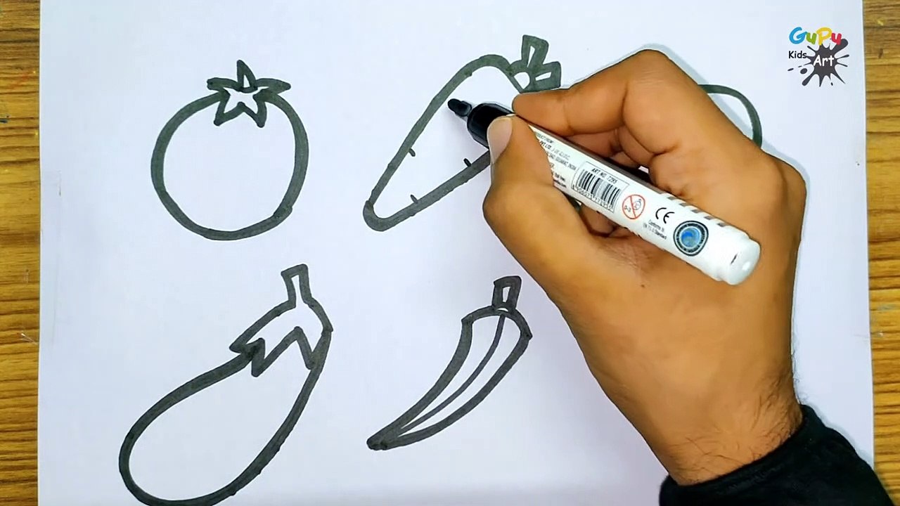 Vegetables Drawing: How To Draw Vegetables Step By Step | Super Simple Draw