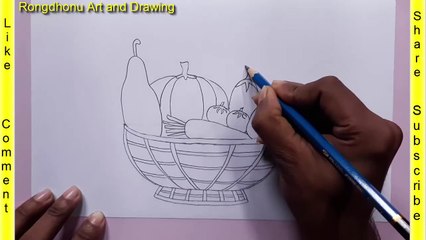 How To Draw Vegetables Basket With Pencil | Drawing Tutorial | Easy And Step By Step