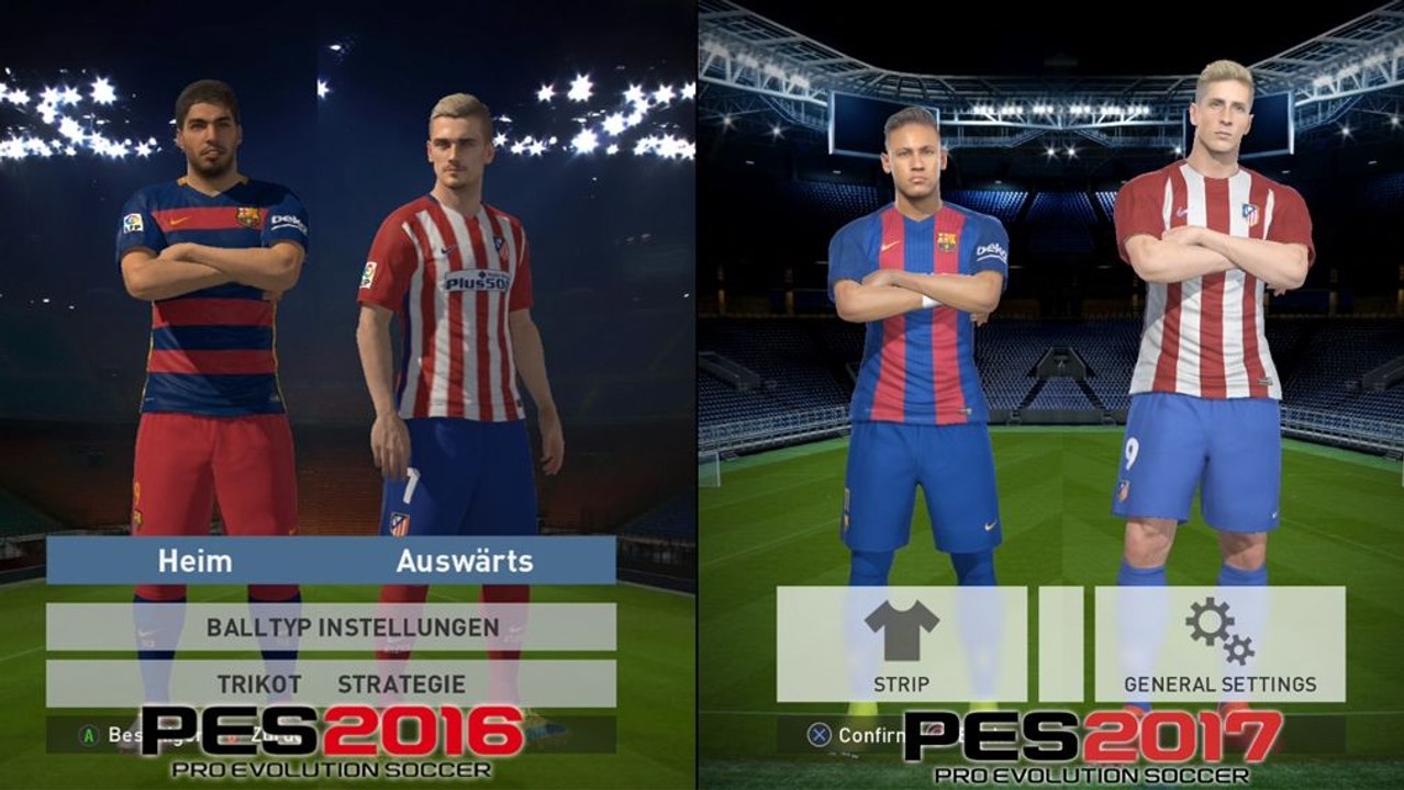 PES 2017: Der Grafikvergleich mit dem Vorgänger