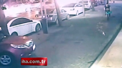 Kopan dev cam bisikletlinin üzerine düştü