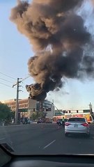 Скачать видео: Firefighters battling fire at ASU building near Rural_University