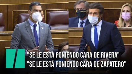 El duelo entre Sánchez y Casado post 4-M: "cara de Rivera" vs. "cara de Zapatero"