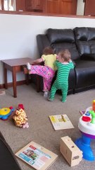 Twins Turn Furniture Into Climbing Fun Zone
