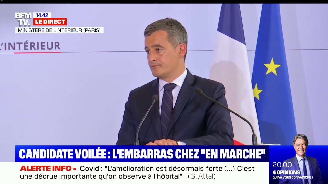 Candidate LREM voilée à Montpellier: "à titre personnel", Gérald Darmanin juge "la position de Stanislas Guerini très courageuse"
