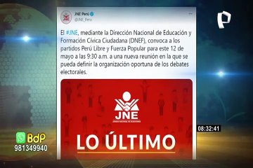 JNE convocó a Perú libre y Fuerza Popular para definir debates