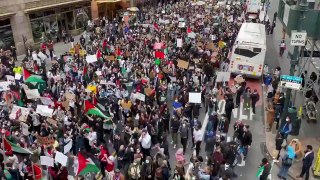 Severally thousands marching for Palestine in New York City