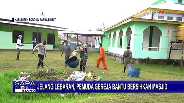 Pemuda Gereja Bantu Bersihkan Masjid Jelang Lebaran di Sorong Papua Barat