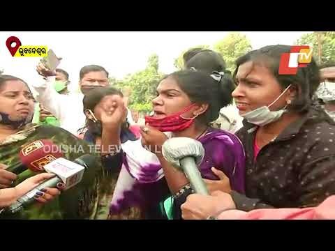 Protesting ANM Worker Attempts Self Immolation By Pouring Kerosene